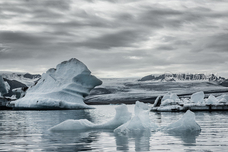 冰川冰，Jokulsarlon, Asturland，冰岛，欧洲